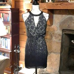 Parker silk & leather mini - dramatic back!